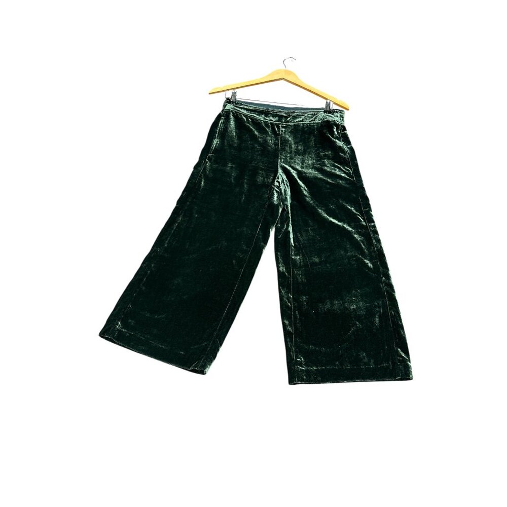 Madewell Women’s Dark Green Velvet Wrap Top & Wide-Leg Pants Set – Size S - Picture 6 of 14